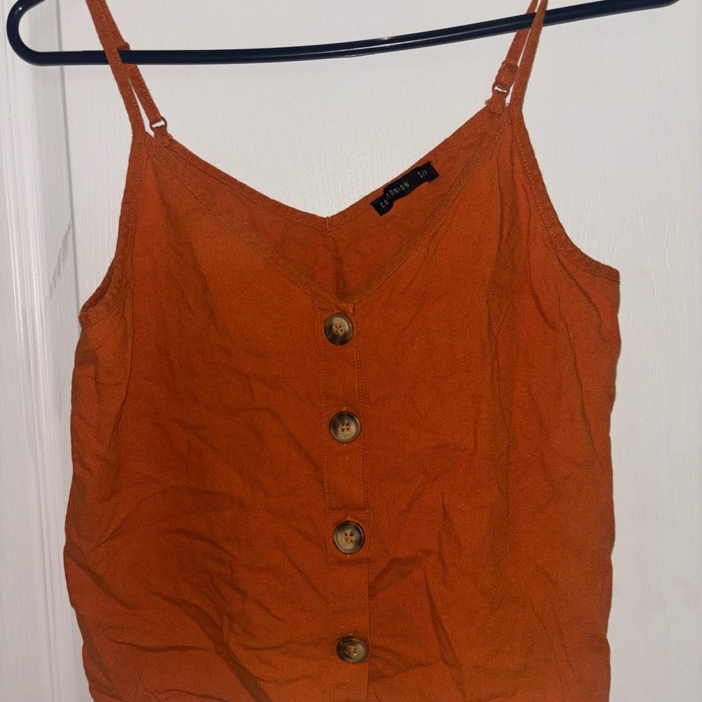 Orange Button-Down Camisole Top